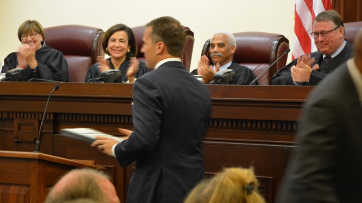 photo of Supreme Court of Missouri welcoming Governor Eric Greitens at Judge Brent Powell's investiture