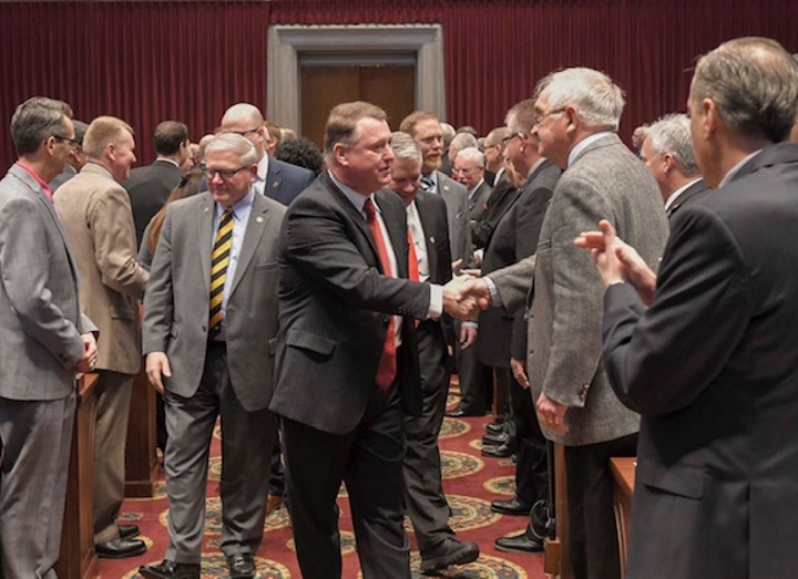 Missouri Chief Justice Zel M. Fischer enters the House chamber for the 2019 state of the judiciary