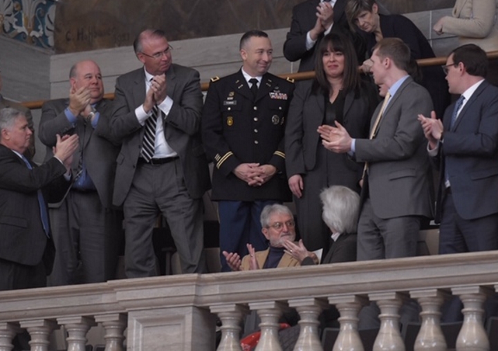 photo of Karen Towns being recognized during 2019 state of the judiciary