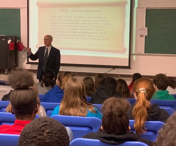 Judge Ted House presents 4th Amendment to students