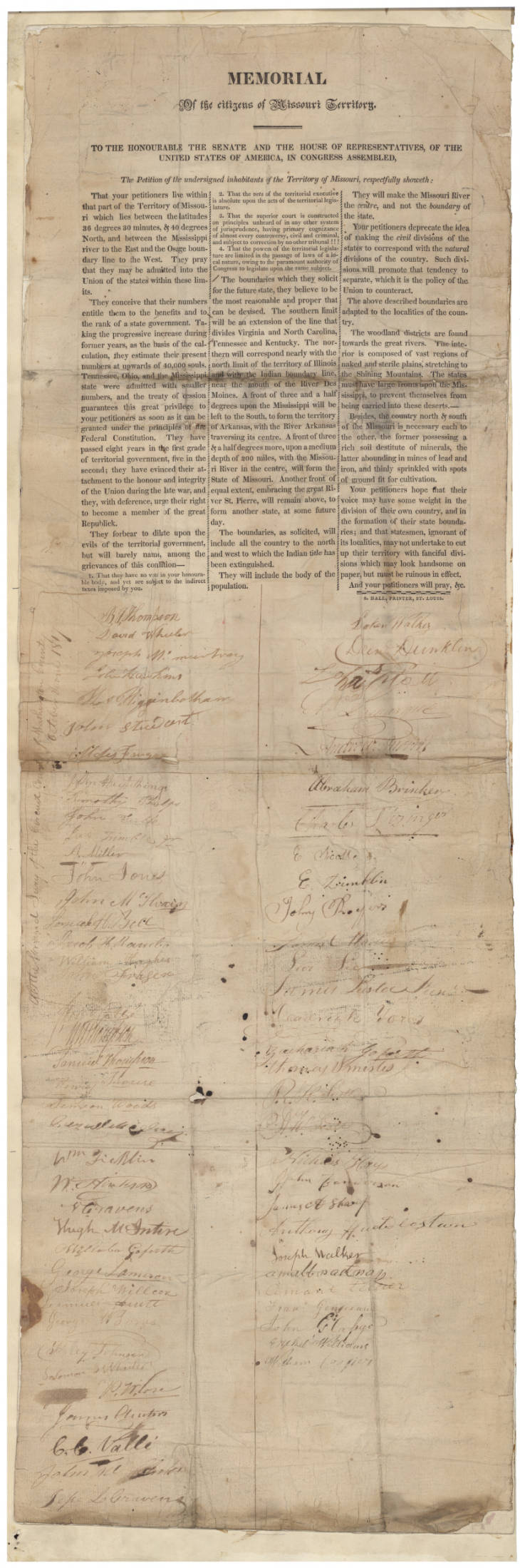 1817 signed petition for statehood - image from State Historical Society of Missouri