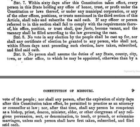 1865 Constitution - loyalty oath consequences on officeholders