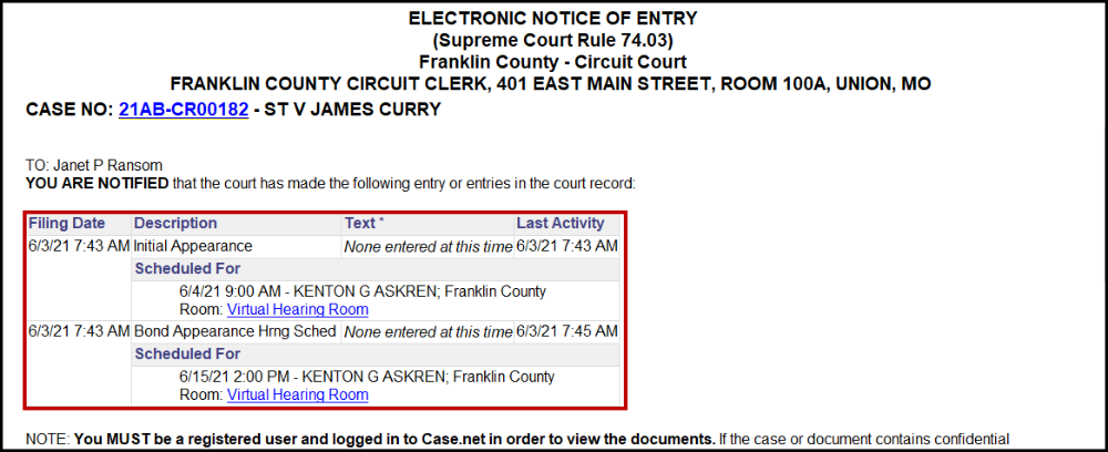 Notice of Hearing image