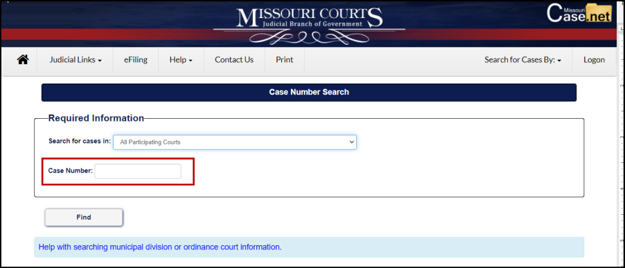 Case Number field image