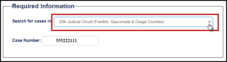 Search for cases in field dropdown list image