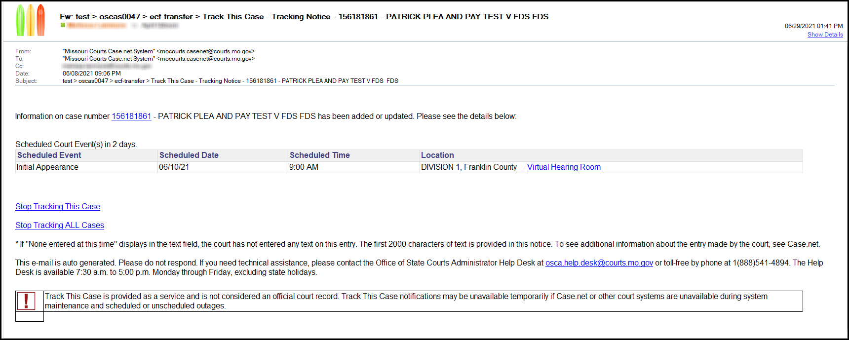 Track This Case email notice image