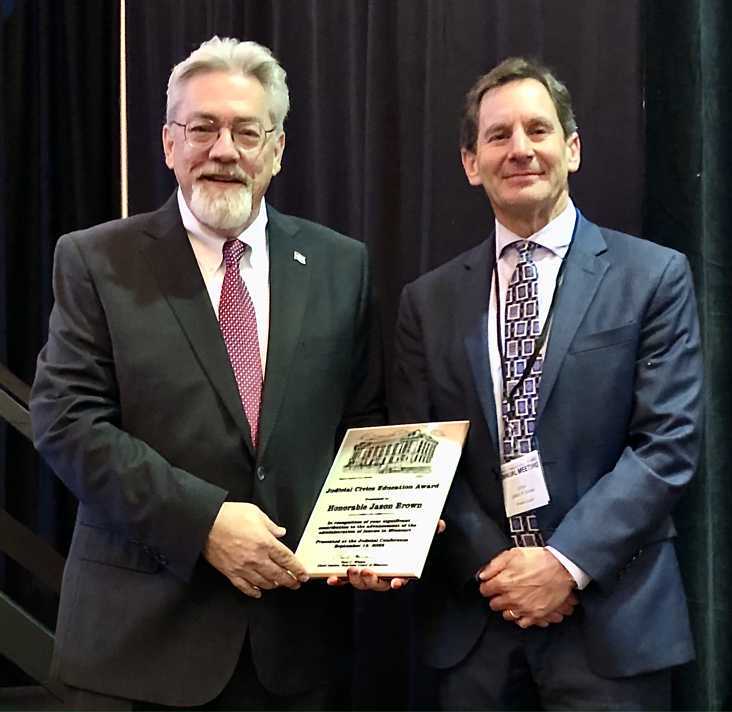 Judge Jason Brown receives chief justice's 2022 civic education award