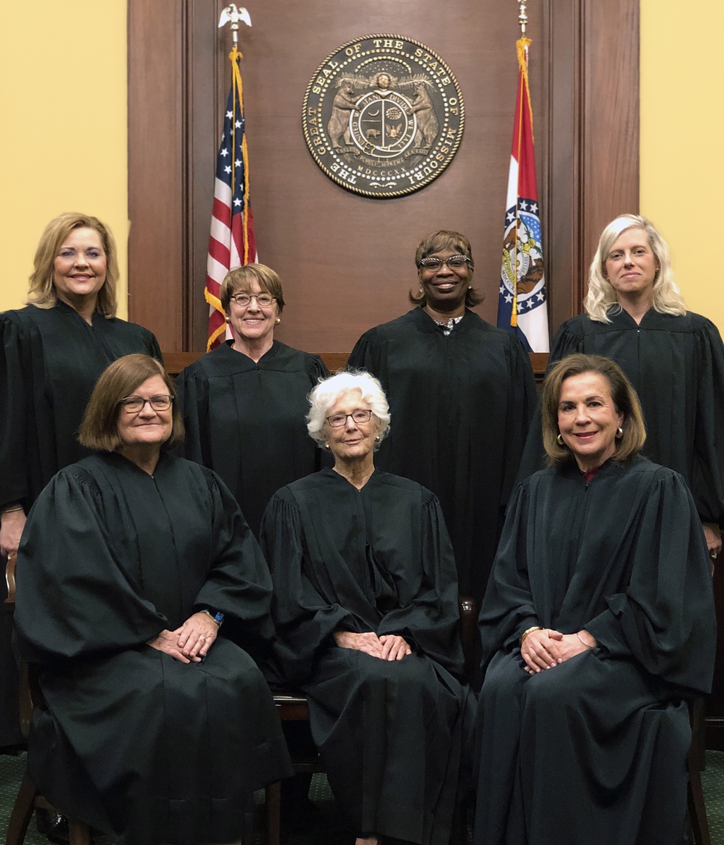 November 2023 photo of all seven women ever to have served as Supreme Court of Missouri judges