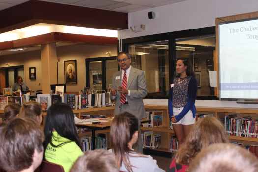 Judge Alok Ahuja with Campbell Middle School students